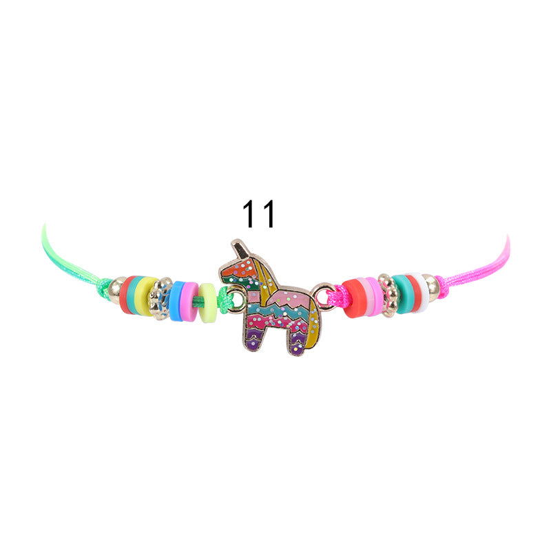 Wholesale Alloy Butterfly Rainbow Flower Shape Polymer Clay Children's Bracelet Necklace